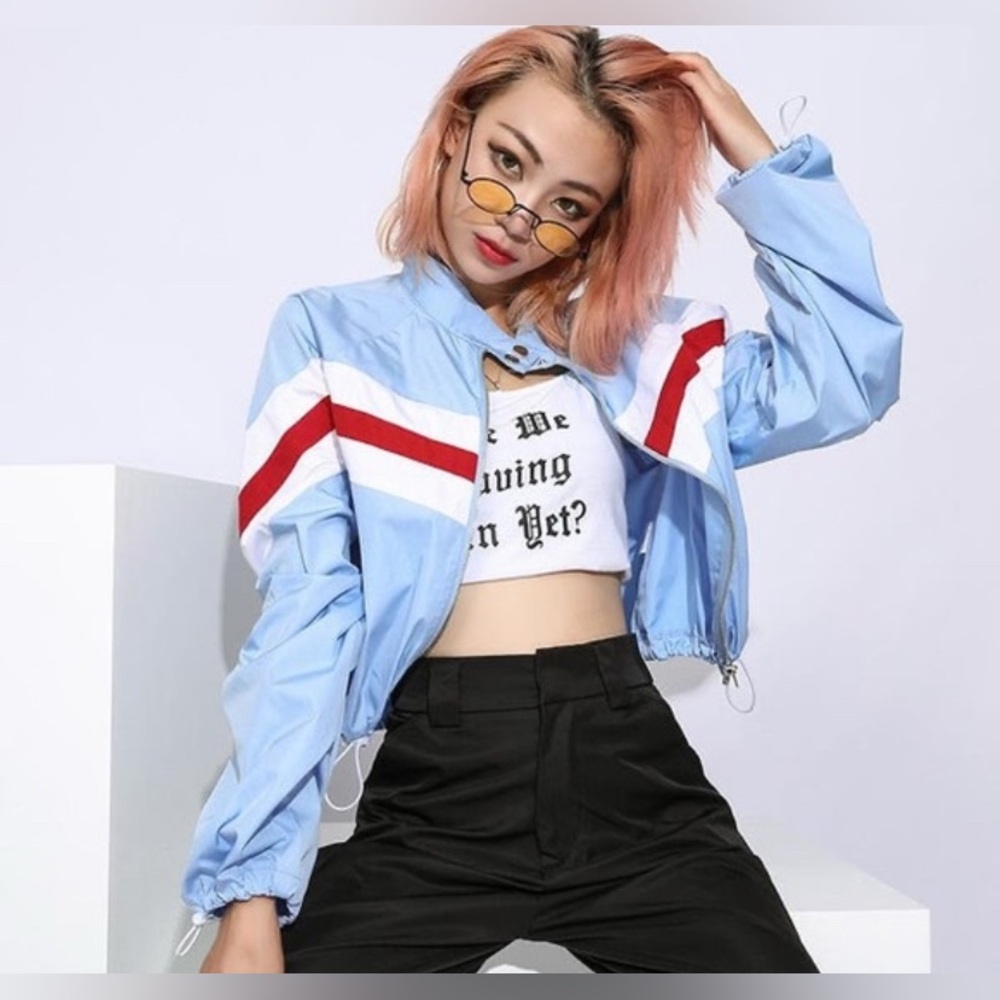 Forever 21 Baby Blue Bomber Jacket